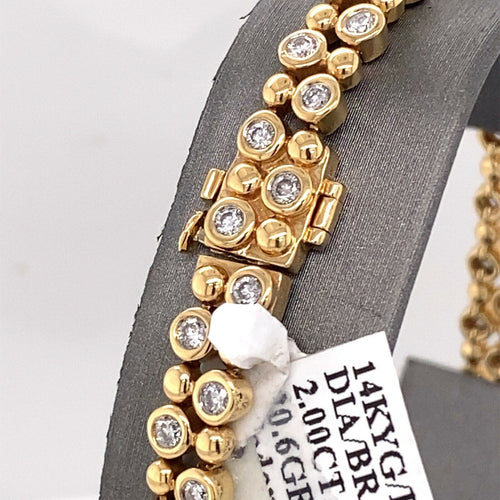 14k Yellow Gold 2.00 CT Ladies Diamond Bracelet, 20.6gm, 7.5", S104526