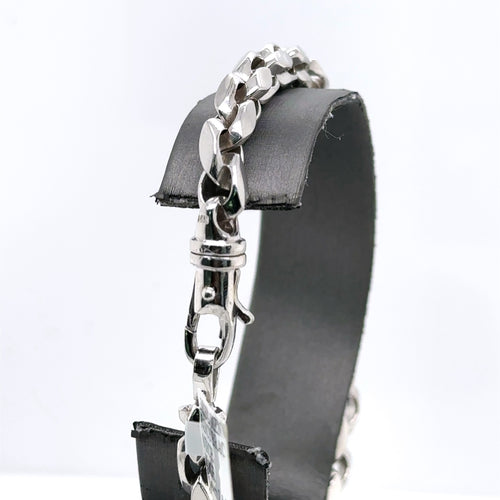 14k White Gold Fancy Men's Chain Bracelet, 35.9g, 8", S107551