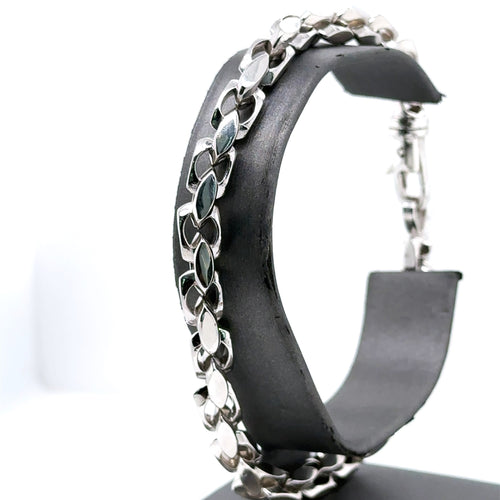 14k White Gold Fancy Men's Chain Bracelet, 35.9g, 8", S107551