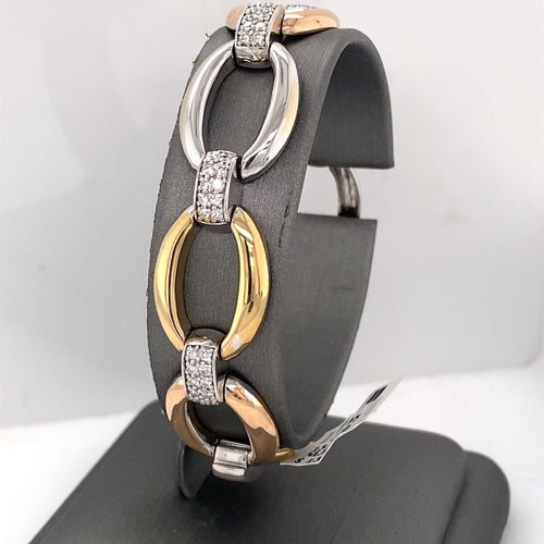 14k Tri Color Gold 1.50 CT Diamond Ladies Bracelet, 21.5g, 7", S13896