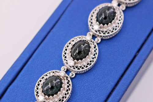 14k White Gold 1.00 CT Diamond & Onyx Bracelet, 34.3gm, S105496