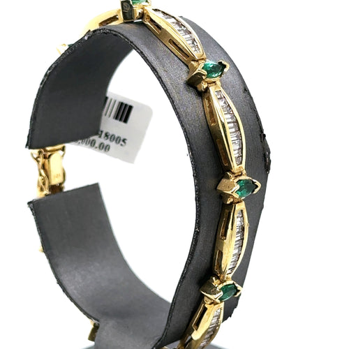 14K Yellow Gold 9.00Ct Emerald Diamond Ladies Tennis Bracelet, 7' 15.4Gm S102273