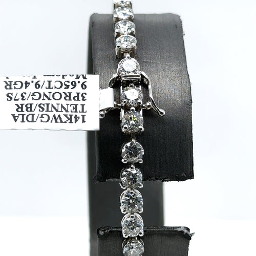 14k White Gold 9.65CT Diamond Tennis Ladies Bracelet, 9.4g, 7", S14871
