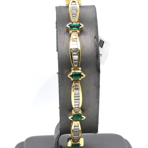 14K Yellow Gold 9.00Ct Emerald Diamond Ladies Tennis Bracelet, 7' 15.4Gm S102273