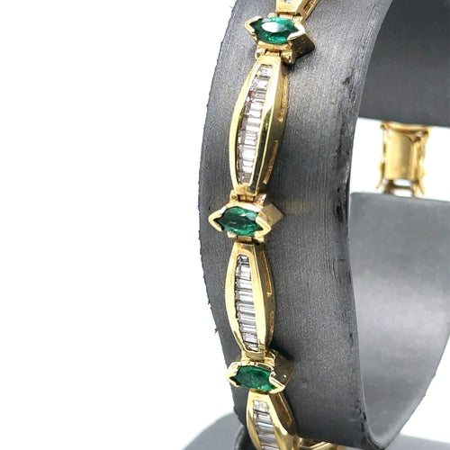 14K Yellow Gold 9.00Ct Emerald Diamond Ladies Tennis Bracelet, 7' 15.4Gm S102273