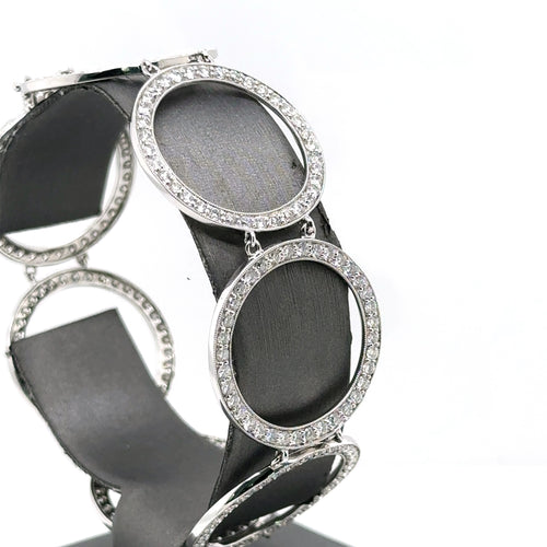 18K White Gold 6.50CT Diamonds Circles Ladies Bracelet, 16.00G, 7", S103214