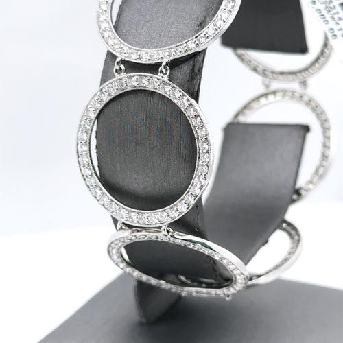 18K White Gold 6.50CT Diamonds Circles Ladies Bracelet, 16.00G, 7", S103214
