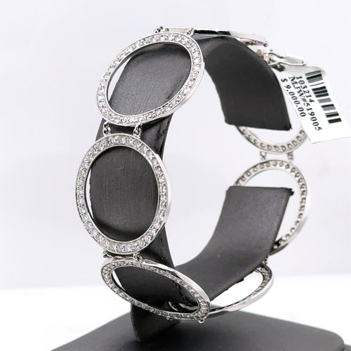 18K White Gold 6.50CT Diamonds Circles Ladies Bracelet, 16.00G, 7", S103214