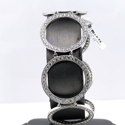 18K White Gold 6.50CT Diamonds Circles Ladies Bracelet, 16.00G, 7", S103214