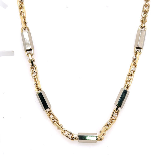 14k Two Tone Gold Fancy Men's Chain Necklace, 43.8g, 22, S107705