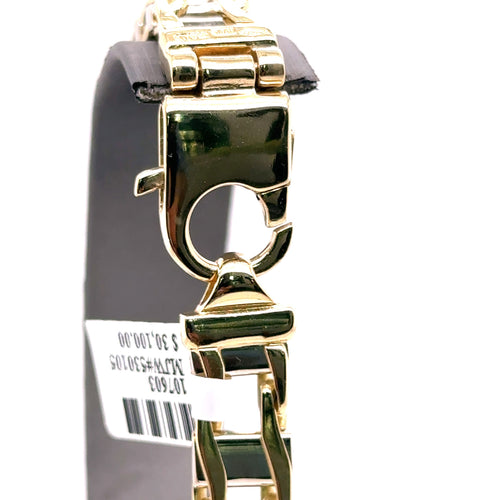 14k Yellow Gold Men's RailRoad Bracelet, 9", 66.9G, S107603