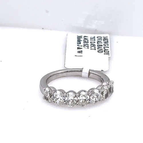 14k White Gold 2.45CT Oval Cut Diamond Ladies Band, 4.4g, Size 7, S107619