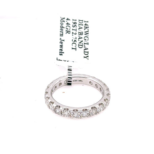 14k White Gold 2.75 CT Diamond Ladies Wedding Band, 4.4G, Size 7,  S15944