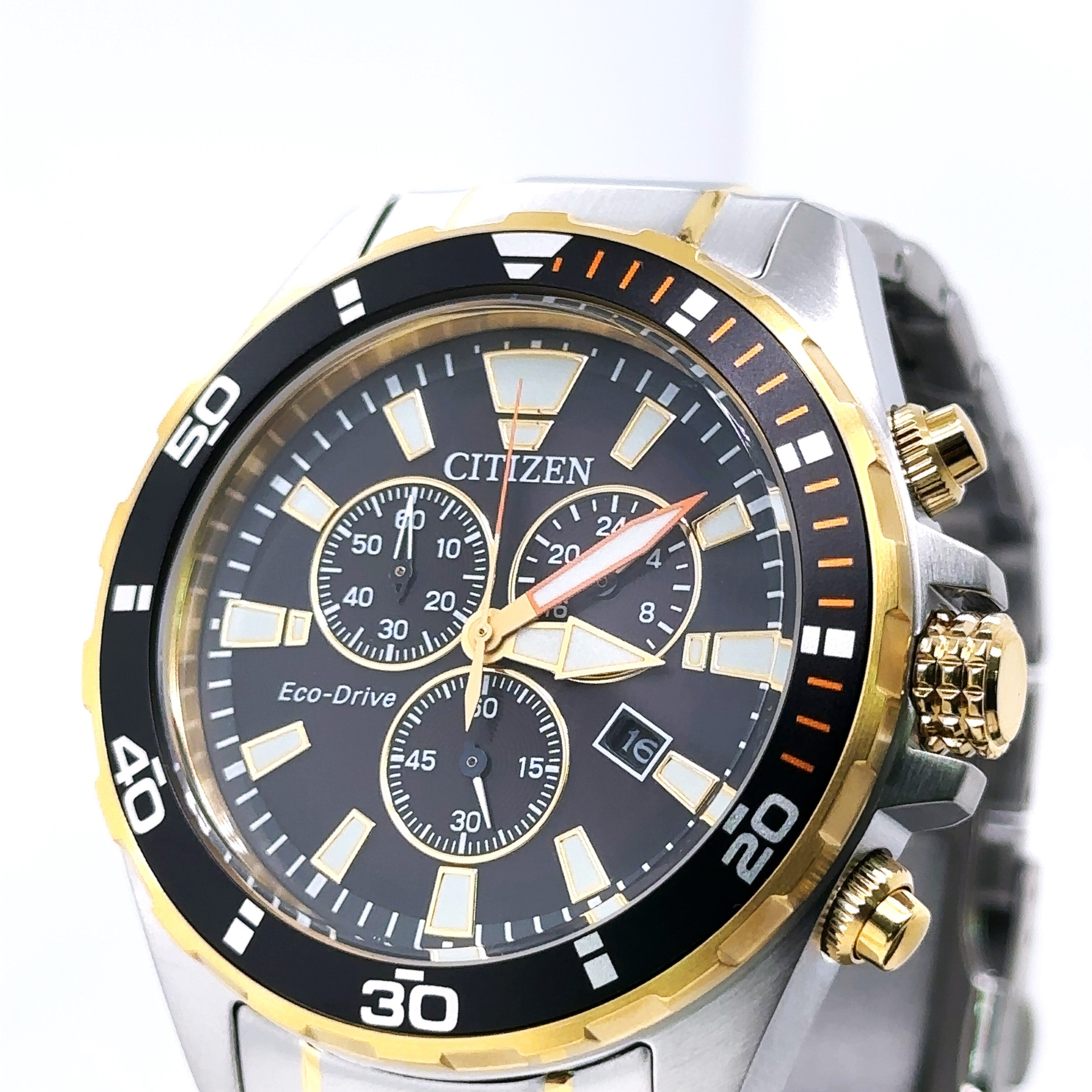 Citizen Eco Drive Chronograph 44mm Black Dial Stainless Steel