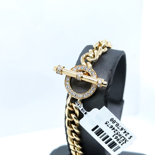 14k Yellow Gold 1.00 Ct Diamond Ladies Cuban Link Bracelet, 7", 21.1g, S15961