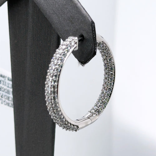 14k White Gold 4.00CT pave Diamond Inside Out Hoop Earrings, 11.9gm, S15963
