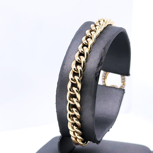 14k Yellow Gold 2.00CT  Diamond Ladies Cuban Link Bracelet, 7", 21.5g, S15962