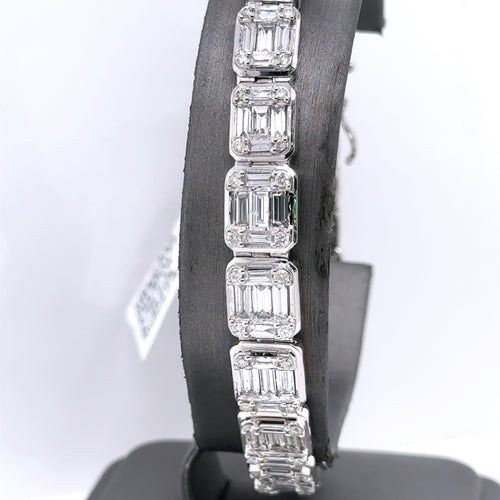 14k White Gold 9.50CT Baguette Diamond Tennis Bracelet, 8", 28.4G S107638
