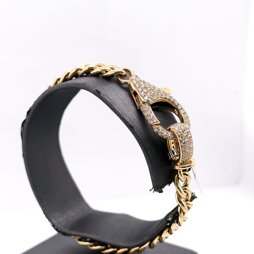 14k Yellow Gold 2.00CT  Diamond Ladies Cuban Link Bracelet, 7", 21.5g, S15962