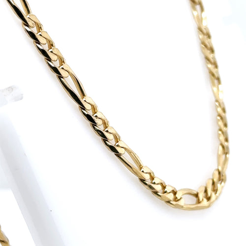 14K Yellow Gold Mens Figaro Link Chain Necklace, 37.1G, 24' 5.0mm S107662