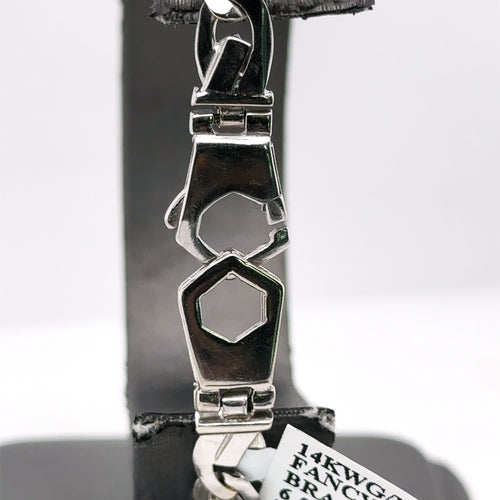 14k White Gold Fancy Men's Chain Bracelet, 35.9g, 8", S107659