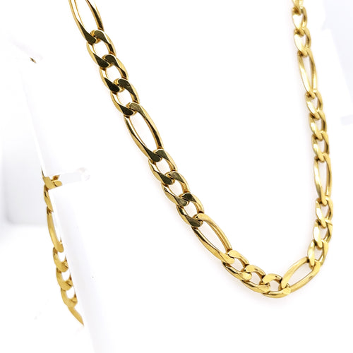 14K Yellow Gold Mens Figaro Link Chain Necklace, 47.8G, 24'  6.0mm S107663