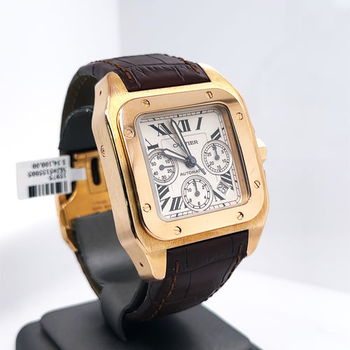 Cartier Santos Chronograph 18k ROSE GOLD AUTOMATIC 41mm Watch W20131Y1