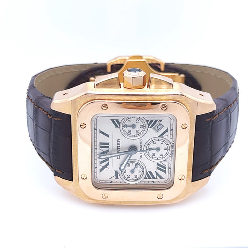 Cartier Santos Chronograph 18k ROSE GOLD AUTOMATIC 41mm Watch W20131Y1