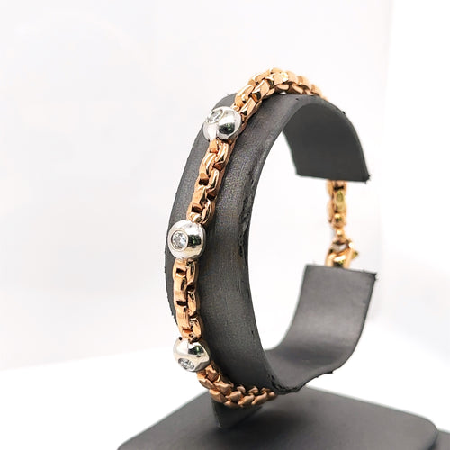 14k Rose Gold 0.65CT bezel Diamond Ladies Bracelet, 13.3gm, S15384