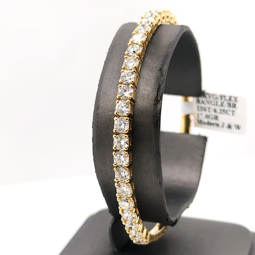 14k Yellow Gold 5.75CT Diamond Flexible Bangle Bracelet, 17g, S107683