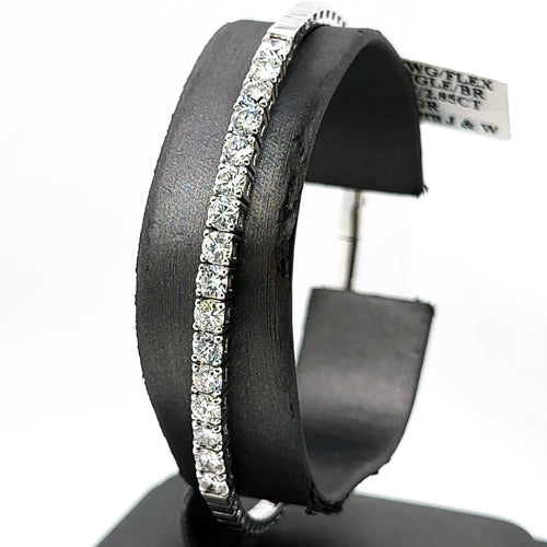 14k White Gold 2.65CT Diamond Bangle Flexible Bracelet, 13.3g, S107684
