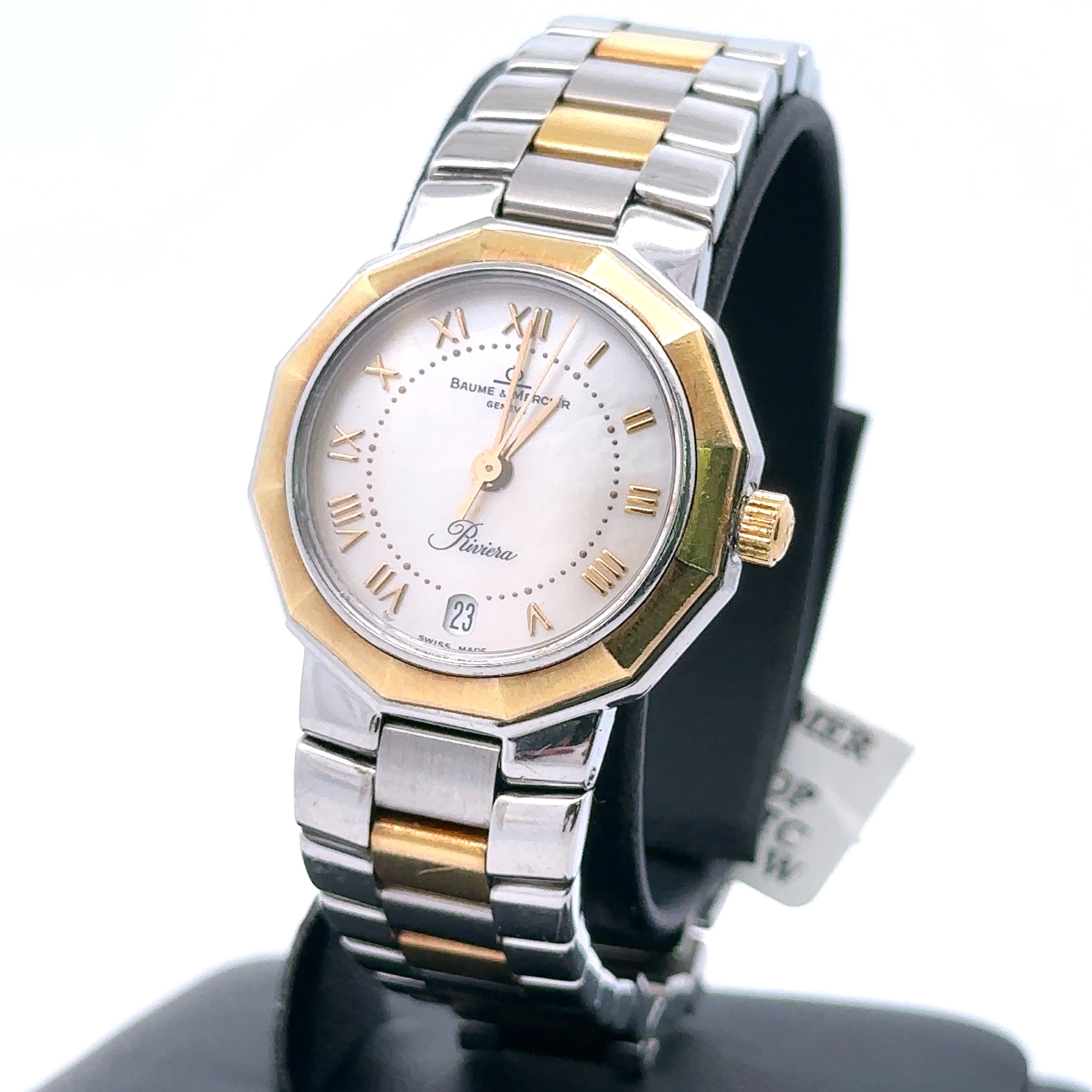 Baume & Mercier Riviera 18k 腕時計 Baume & Mercier Mens Riviera Two-Tone Silver DIal Watch