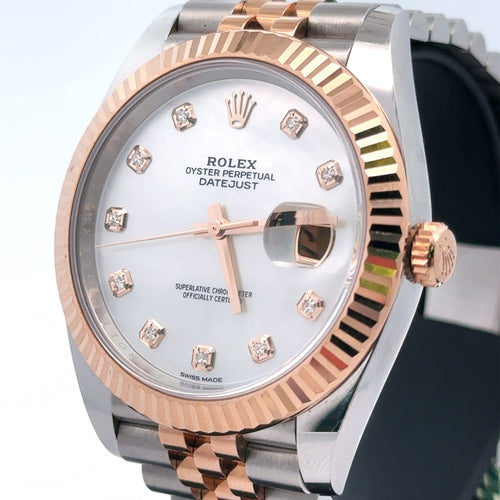 Pre-Owned Rolex Datejust 41mm, 2 tone 18k Rose Gold Watch, 126331, Fluted bezel