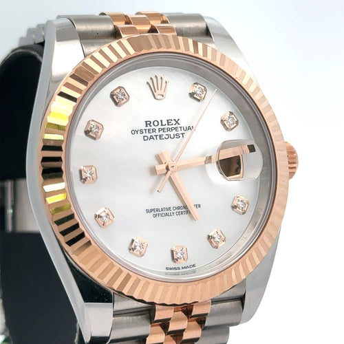 Pre-Owned Rolex Datejust 41mm, 2 tone 18k Rose Gold Watch, 126331, Fluted bezel