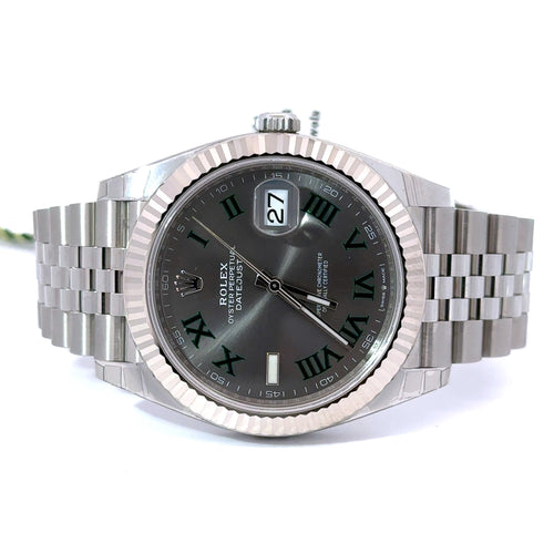 Pre-Owned Rolex Datejust Wilbledon 41mm Stainless Steel Watch 126334 Gold Fluted bezel philadelphia