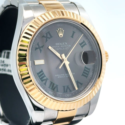 Pre-Owned Rolex Datejust Wimbledon 41mm 2 tone 18k Yellow Gold Watch 116333, Fluted bezel Philadelphia