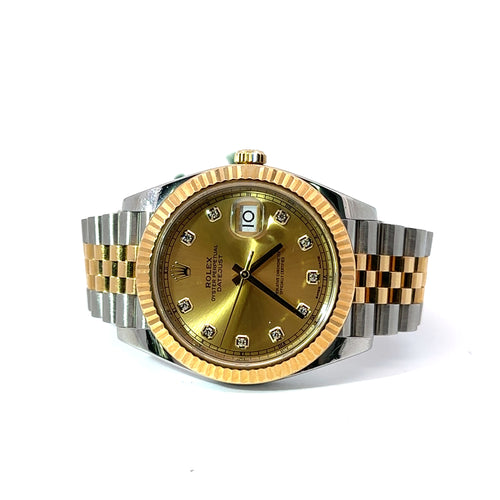 Pre-Owned Rolex Datejust 41mm 2 tone 18k Yellow Gold Watch 126333, Fluted bezel