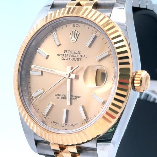 Pre-Owned Rolex Datejust 41mm 2 tone 18k Yellow Gold Watch 126333, Fluted bezel