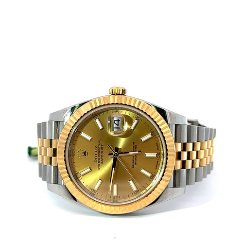 Pre-Owned Rolex Datejust 41mm 2 tone 18k Yellow Gold Watch 126333, Fluted bezel