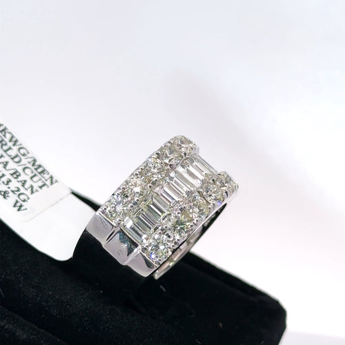 14k White Gold 7.50CT Emerald Diamond Men's Wedding Band 13.2g Size 10.5 S107735