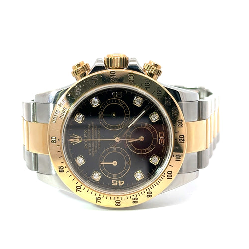 Pre-Owned Rolex Daytona 40mm 2 tone 18k Yellow Gold Watch 116523, 18k Gold Bezel