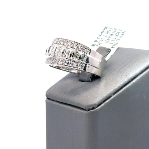 14k White Gold 3.25CT Emerald Diamond Wedding Band 10.3g Size 10 S107764