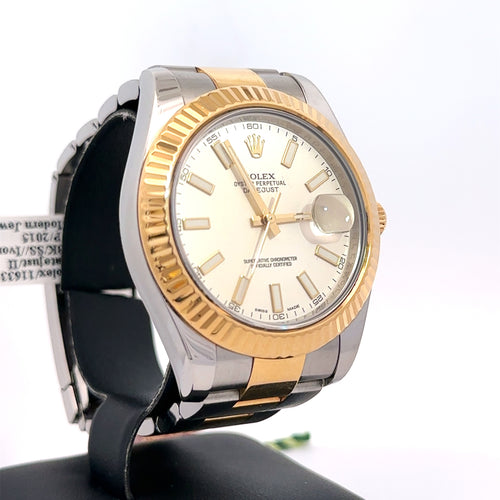 Pre-Owned Rolex Datejust II 41mm 2 tone 18k Yellow Gold Watch 116333, Fluted bezel