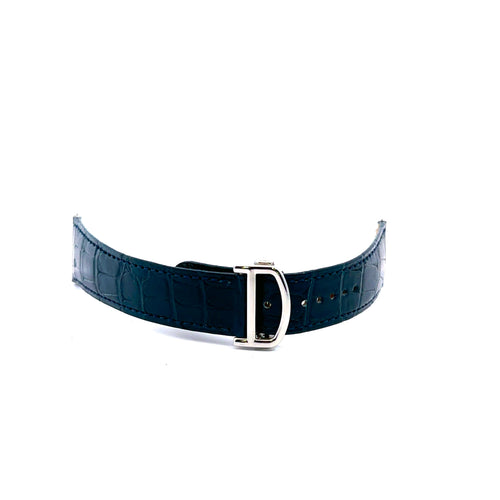 Cartier Watch Strap 23mm Navy Blue Alligator Leather Straps And 18mm Clasp