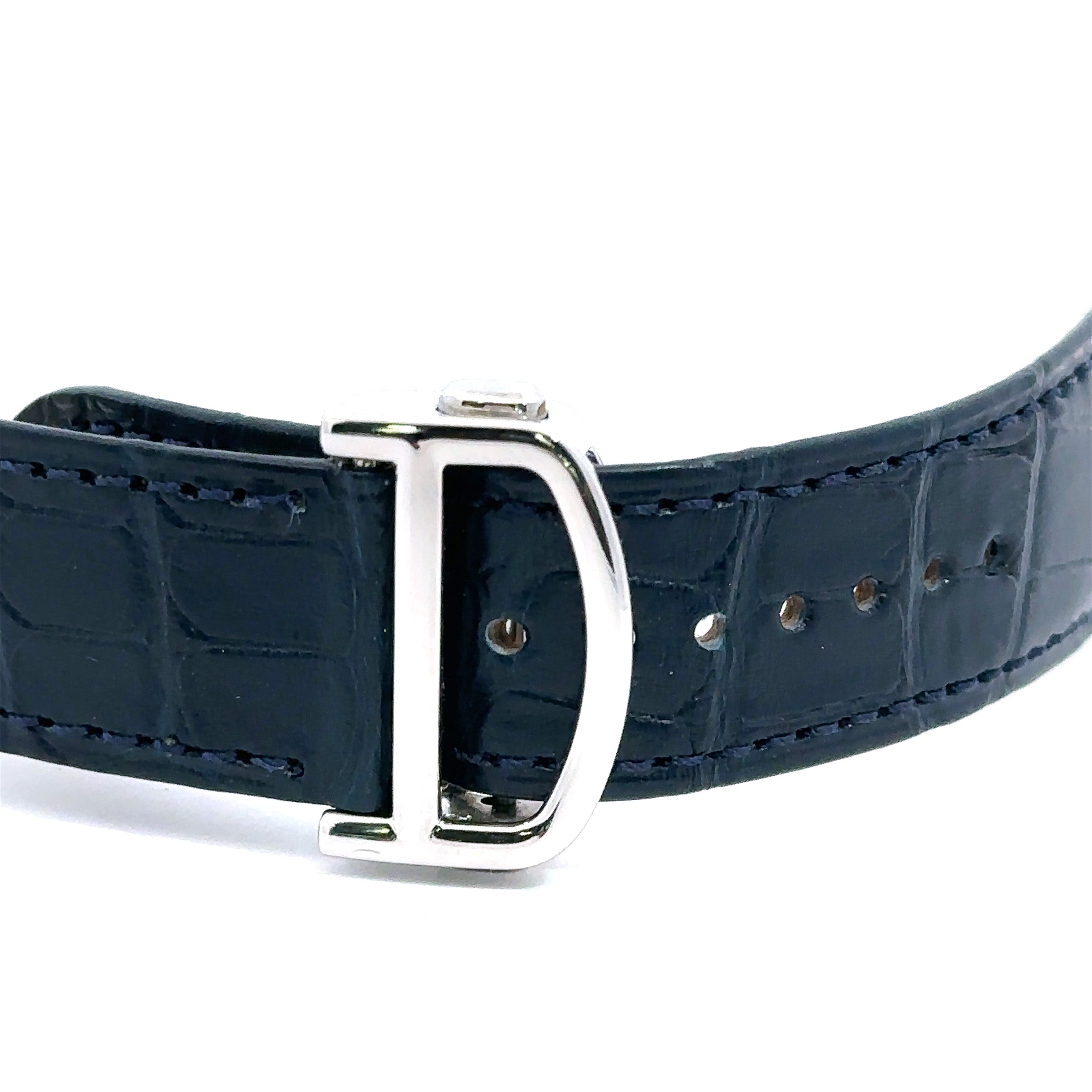 Cartier Watch Strap 23mm Navy Blue Alligator Leather Straps And 18mm C