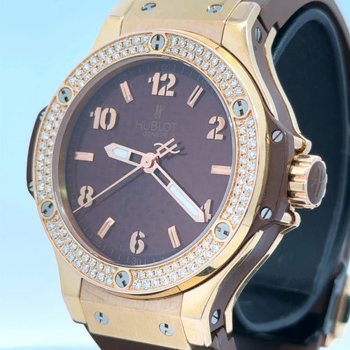 Hublot Big Bang Quartz 18k Gold Cappuccino 38mm Ladies Watch 361.PC.3380.RC.1104