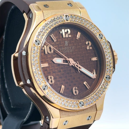 Hublot Big Bang Quartz 18k Gold Cappuccino 38mm Ladies Watch 361.PC.3380.RC.1104