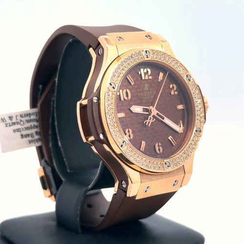 Hublot Big Bang Quartz 18k Gold Cappuccino 38mm Ladies Watch 361.PC.3380.RC.1104