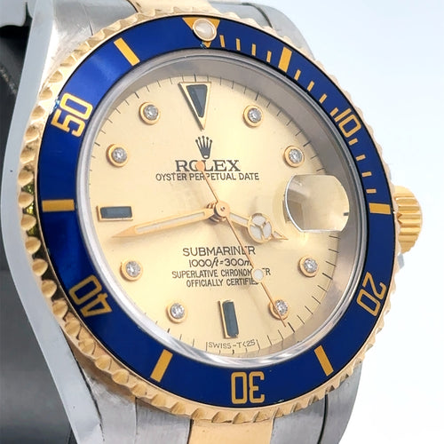 Pre-Owned Rolex Submariner Date 40mm 2 Tone Watch 16613 18k Yellow Gold S107760
