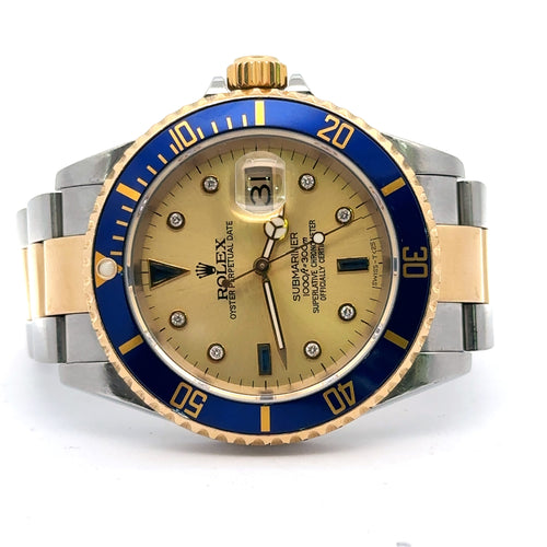 Pre-Owned Rolex Submariner Date 40mm 2 Tone Watch 16613 18k Yellow Gold S107760